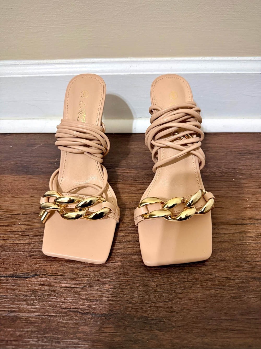 Nude Chain-Strap Women's Sandals